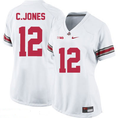 Ohio State Buckeyes Women's Cardale Jones #12 White Authentic Nike College NCAA Stitched Football Jersey IZ19A06CG